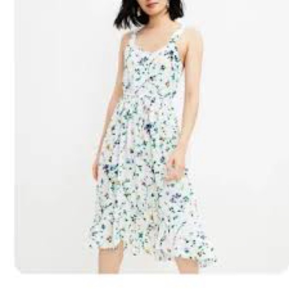 LOFT floral high low Midi Dress